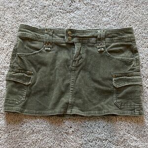 Nori Corduroy Y2k Military Cargo Low Rise Mini Skirt